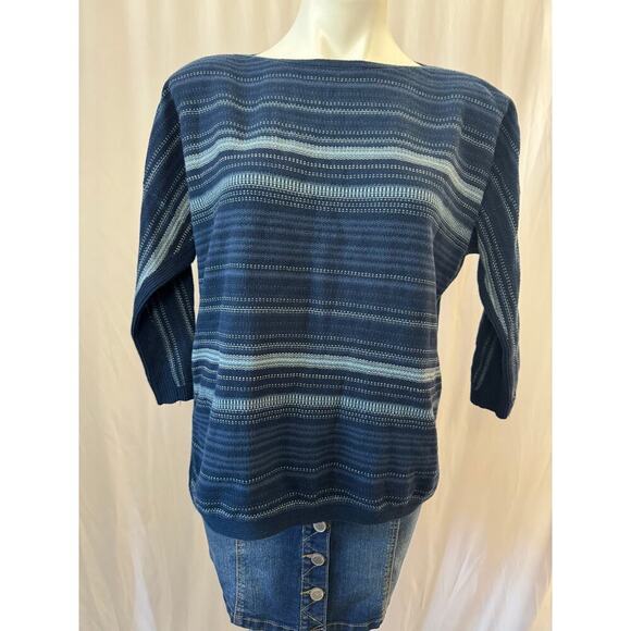 Chaps Blue Striped Sweater - Size Medium‎ - Picture 1 of 8